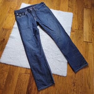 True Religion Jeans Men's 36 Slim Dark Wash Stitching 100% Cotton Made in USA
